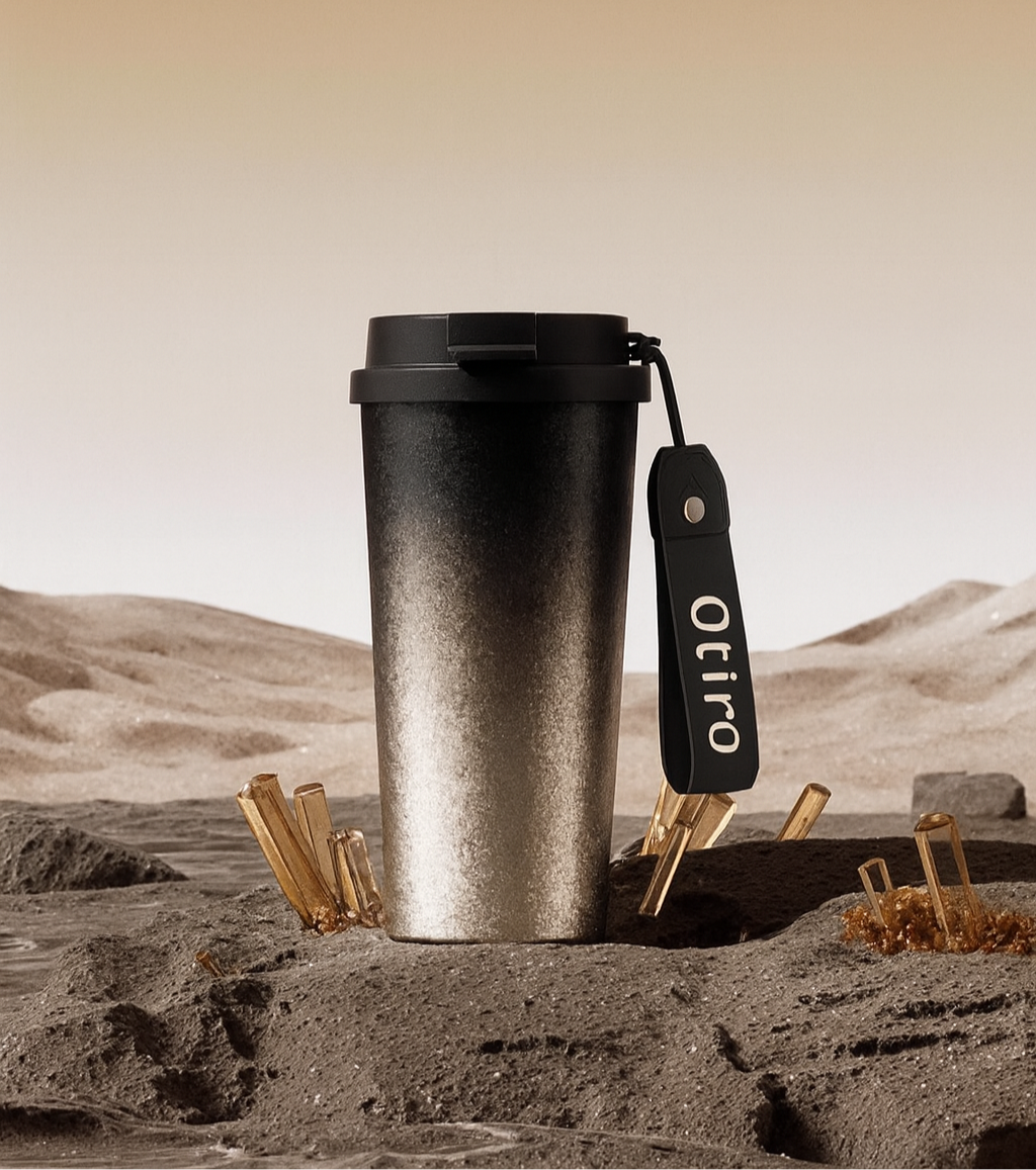 Gradient Black-Silver Pure Titanium Bottle 500ml| Vacuum Insulated & Leak-Proof | 3-in-1 Direct-Drink/Straw | Portable Strap