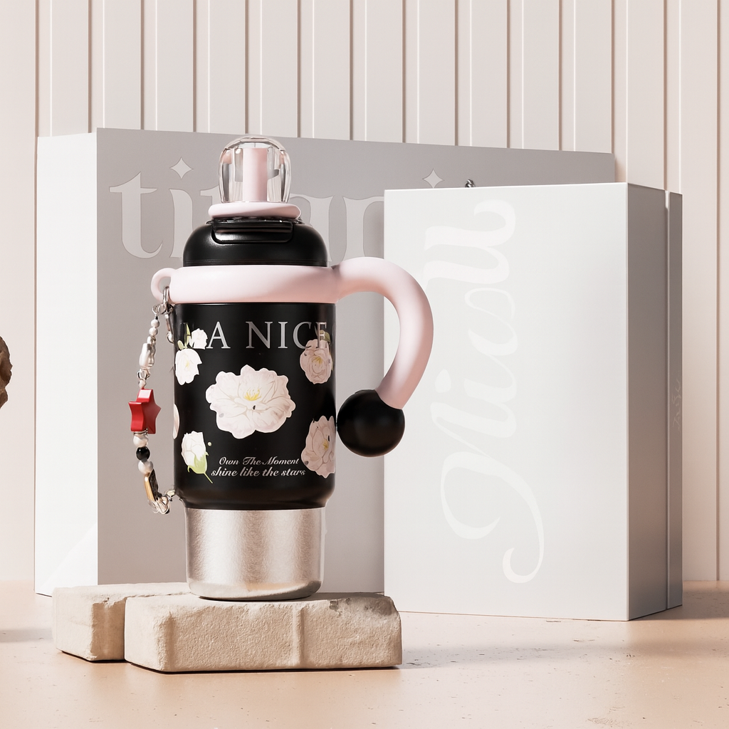 Titanium Bottle 700ml| Vacuum Insulated & Leak-Proof | 3-in-1 Direct-Drink/Straw | Portable Strap