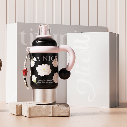 Titanium Bottle 700ml| Vacuum Insulated & Leak-Proof | 3-in-1 Direct-Drink/Straw | Portable Strap