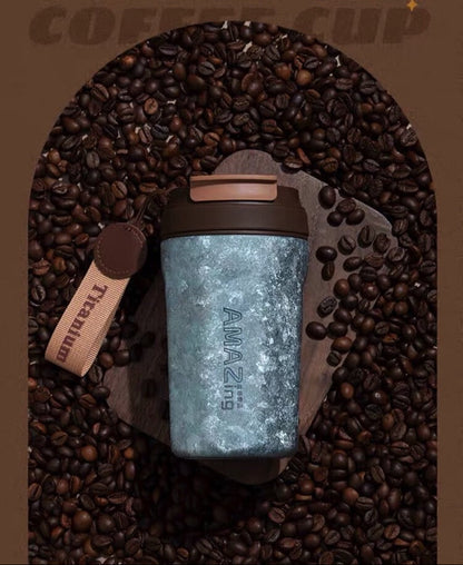 Ice-Flower Crystal Series - Titanium Coffee Cup 420ml Portable & Durable