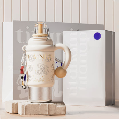 Titanium Bottle 700ml| Vacuum Insulated & Leak-Proof | 3-in-1 Direct-Drink/Straw | Portable Strap