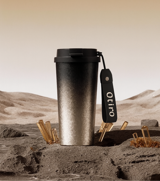 Gradient Black-Silver Pure Titanium Bottle 500ml| Vacuum Insulated & Leak-Proof | 3-in-1 Direct-Drink/Straw | Portable Strap