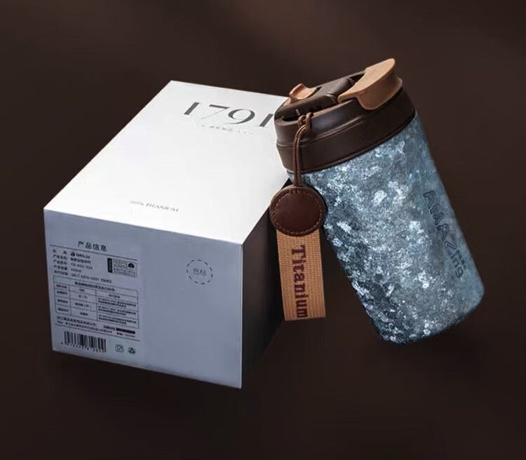 Ice-Flower Crystal Series - Titanium Coffee Cup 420ml Portable & Durable